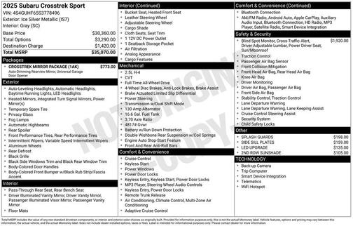 Ice Silver Metallic 2025 Subaru Crosstrek Sport
