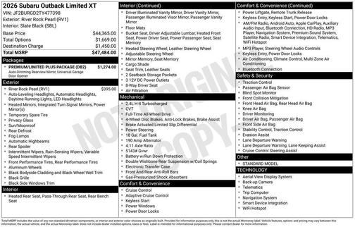 2026 Subaru Outback Limited XT