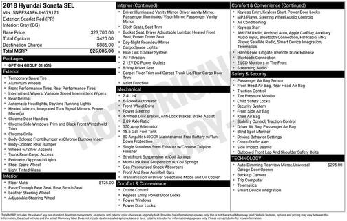 Scarlet Red 2018 Hyundai SONATA SEL