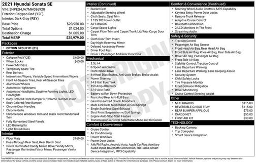 2021 Hyundai SONATA SE