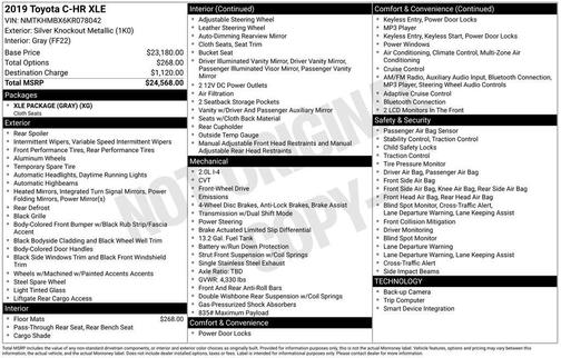 Silver Knockout Metallic 2019 Toyota C-HR XLE