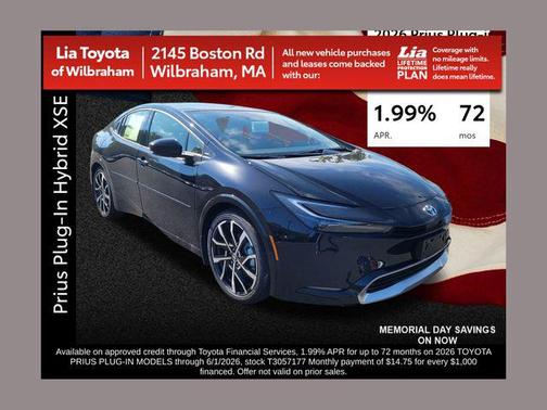 Midnight Black Metallic 2026 Toyota Prius Plug-In Hybrid XSE