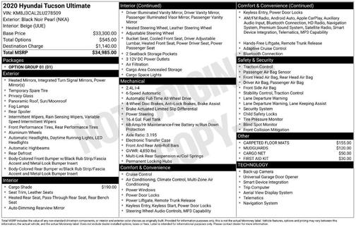 Black Noir Pearl 2020 Hyundai TUCSON Ultimate