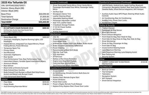 Ebony Black 2025 Kia Telluride EX