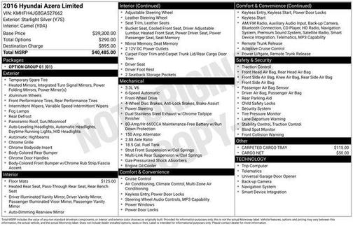 2016 Hyundai Azera Limited