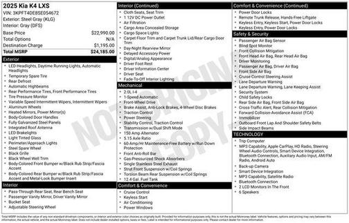 Steel Gray 2025 Kia K4 LXS