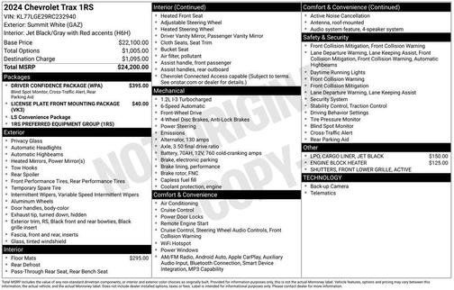 Summit White 2024 Chevrolet Trax FWD 1RS