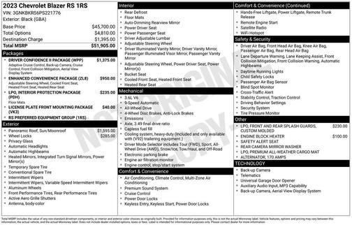 Black 2023 Chevrolet Blazer RS