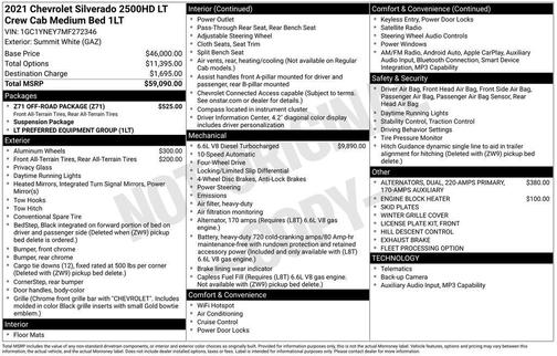 Summit White 2021 Chevrolet Silverado 2500 LT