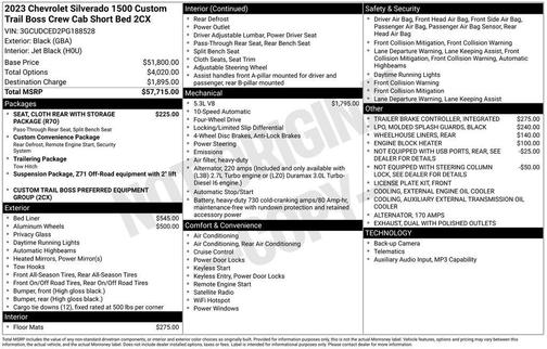 Black 2023 Chevrolet Silverado 1500 Custom Trail Boss