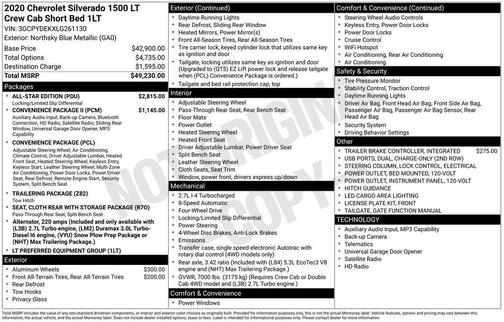 Northsky Blue Metallic 2020 Chevrolet Silverado 1500 LT