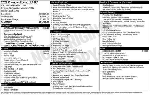 Sterling Gray Metallic 2026 Chevrolet Equinox 1LT
