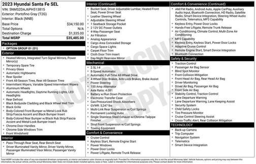 Portofino Gray 2023 Hyundai SANTA FE SEL 2.4