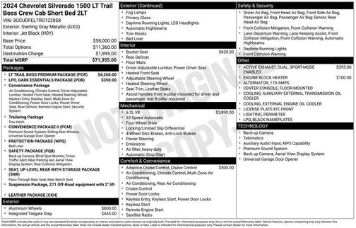 Sterling Gray Metallic 2024 Chevrolet Silverado 1500 LT Trail Boss