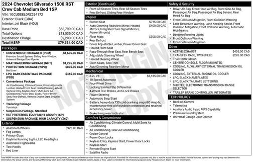 Black 2024 Chevrolet Silverado 1500 RST