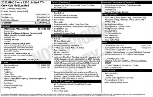 Summit White 2022 GMC Sierra 1500 AT4