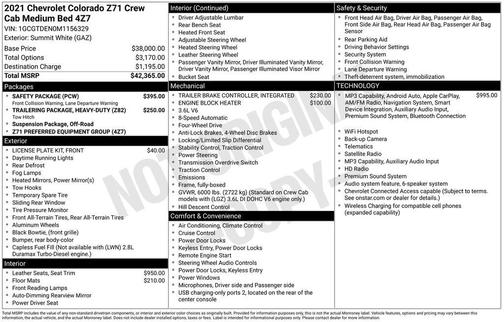 Summit White 2021 Chevrolet Colorado Z71