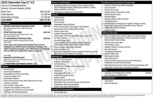 Crimson Metallic 2022 Chevrolet Trax LT