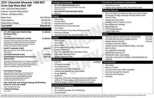 Summit White 2021 Chevrolet Silverado 1500 RST