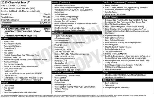 Mosaic Black Metallic 2025 Chevrolet Trax LT