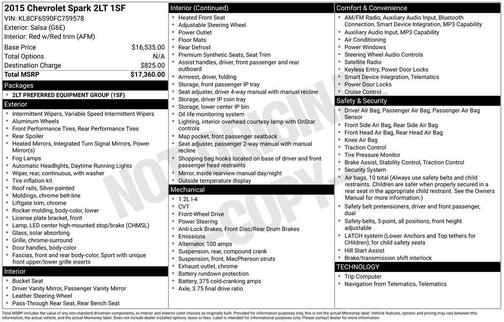 Salsa 2015 Chevrolet Spark 2LT