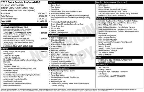 Ebony Twilight Metallic 2026 Buick Envista Preferred FWD