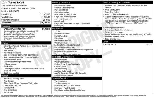 Classic Silver Metallic 2011 Toyota RAV4 Base