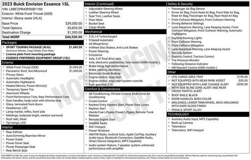 White Frost Tricoat 2023 Buick Envision Essence AWD
