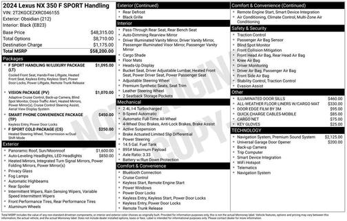 Obsidian 2024 Lexus NX 350 F SPORT Handling