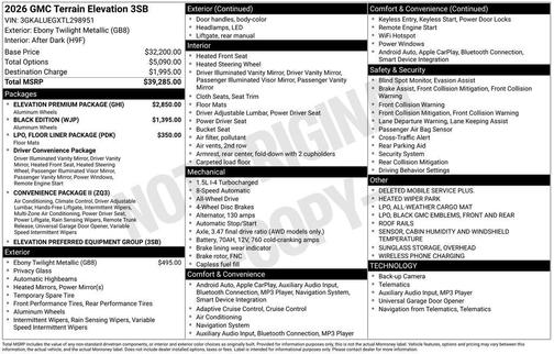 2026 GMC Terrain Elevation AWD