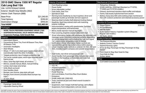Stealth Gray Metallic 2010 GMC Sierra 1500 Work Truck