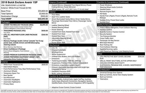 2018 Buick Enclave Avenir
