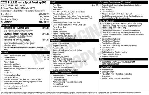 Ebony Twilight Metallic 2026 Buick Envista Sport Touring FWD