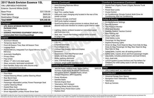 Summit White 2017 Buick Envision Essence