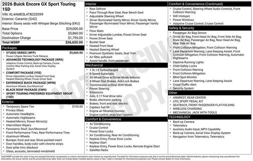 Ceramic 2026 Buick Encore GX Sport Touring