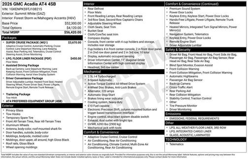 2026 GMC Acadia AWD AT4