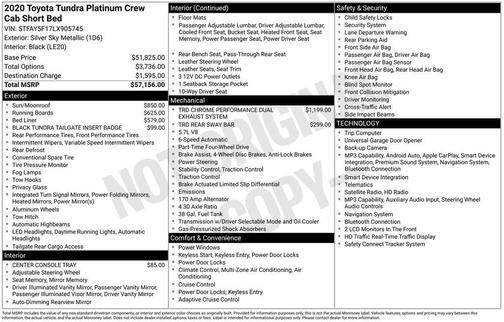 Silver Sky Metallic 2020 Toyota Tundra Platinum