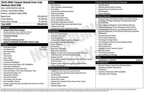 Onyx Black 2025 GMC Canyon Denali