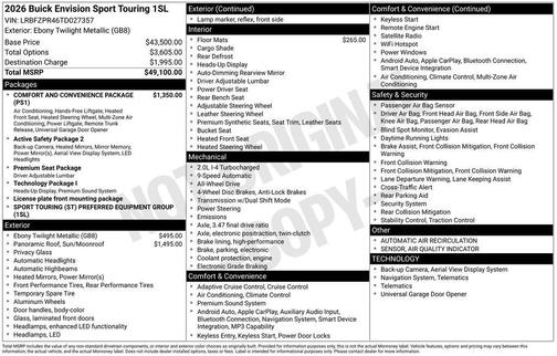 Ebony Twilight Metallic 2026 Buick Envision Sport Touring AWD