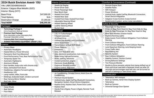 Calypso Blue Metallic 2024 Buick Envision Avenir AWD