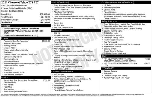 2021 Chevrolet Tahoe 4WD Z71