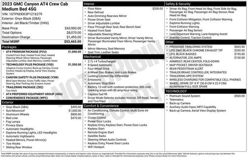 Onyx Black 2023 GMC Canyon AT4