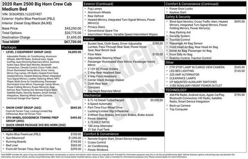 2020 RAM 2500 Big Horn Crew Cab 4x4 6'4' Box
