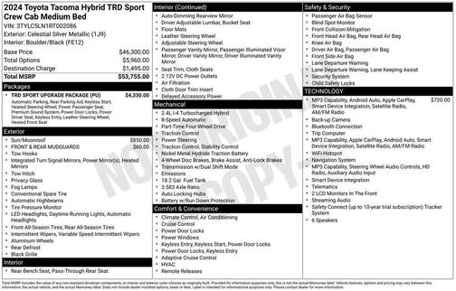Celestial Silver Metallic 2024 Toyota Tacoma Hybrid TRD Sport