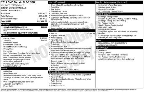 Olympic White 2011 GMC Terrain SLE-2