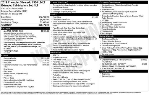Summit White 2019 Chevrolet Silverado 1500 2LT