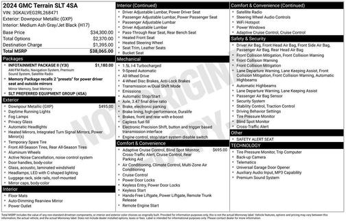 Downpour Metallic 2024 GMC Terrain SLT