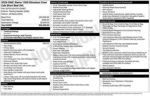 2026 GMC Sierra 1500 Elevation