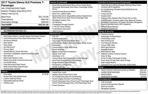 Predawn Gray Mica 2017 Toyota Sienna XLE Premium