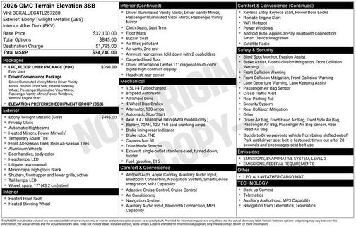 2026 GMC Terrain AWD Elevation